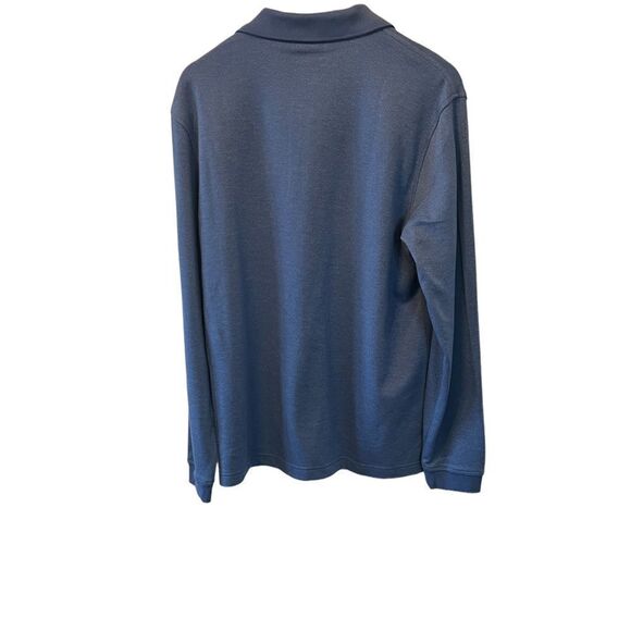 MENS VAN HUESEN Flex Blue Pullover Collared Long Sleeve Polo Shirt M - Picture 3 of 7